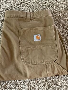 Carhartt Tan Canvas Utility Work Pants - Carpenter Style, Men’s Sz 42”x30”